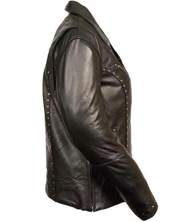 Milwaukee Leather ML1948 Women's Classic Riveted Black Leather Jacket