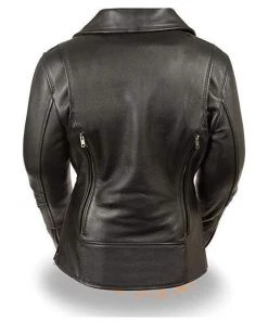 Milwaukee Leather MLL2580 Women's Long Length Belt-Less Vented Black Leather Jacket Leather Motorcycle Jackets