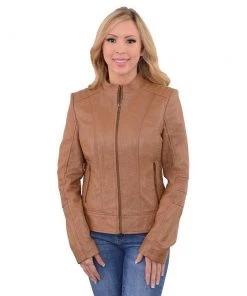 Leather Motorcycle Jackets Milwaukee Leather SFL2860 Saddle Women's Zip Front Stand Up Collar Leather Jacket