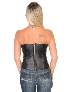 Milwaukee Leather MLL4584 Women's Black Open Front Studded Lambskin Leather Corset Riding Gear
