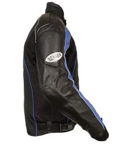 NexGen SH2153 Men's Black And Blue Armored Moto Textile And Leather Combo Jacket