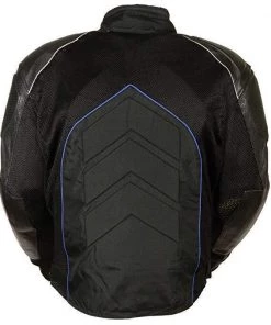 NexGen SH2153 Men's Black And Blue Armored Moto Textile And Leather Combo Jacket