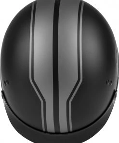 Gmax HH-65 Full Dressed Half Helmet Twin Matte Black And Silver Riding Gear