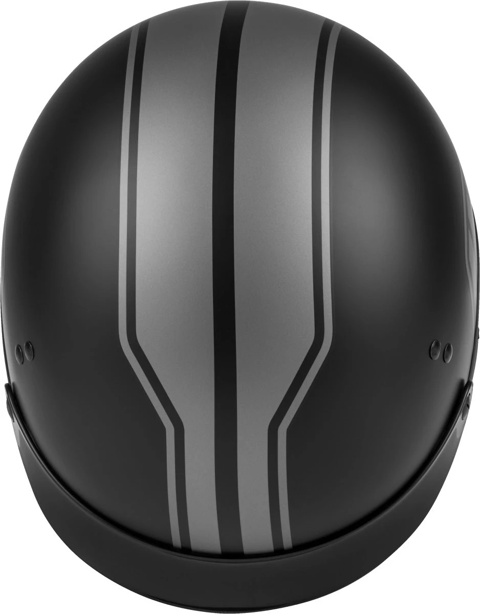 Gmax HH-65 Full Dressed Half Helmet Twin Matte Black And Silver Riding Gear