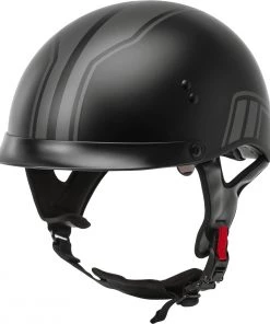 Gmax HH-65 Full Dressed Half Helmet Twin Matte Black And Silver Riding Gear