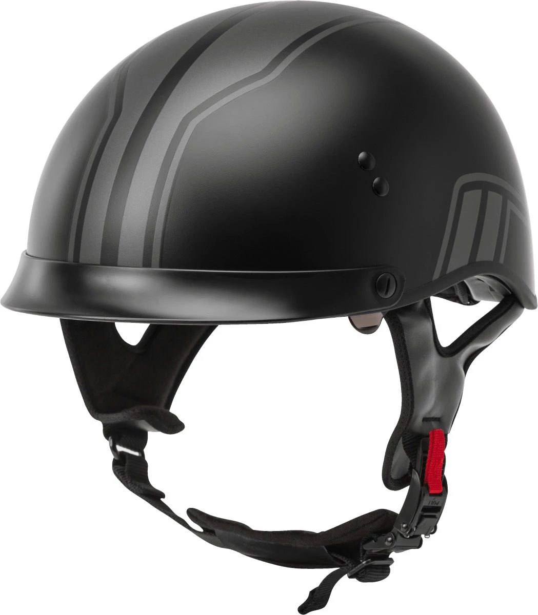 Gmax HH-65 Full Dressed Half Helmet Twin Matte Black And Silver Riding Gear