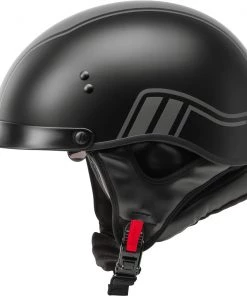 Gmax HH-65 Full Dressed Half Helmet Twin Matte Black And Silver Riding Gear