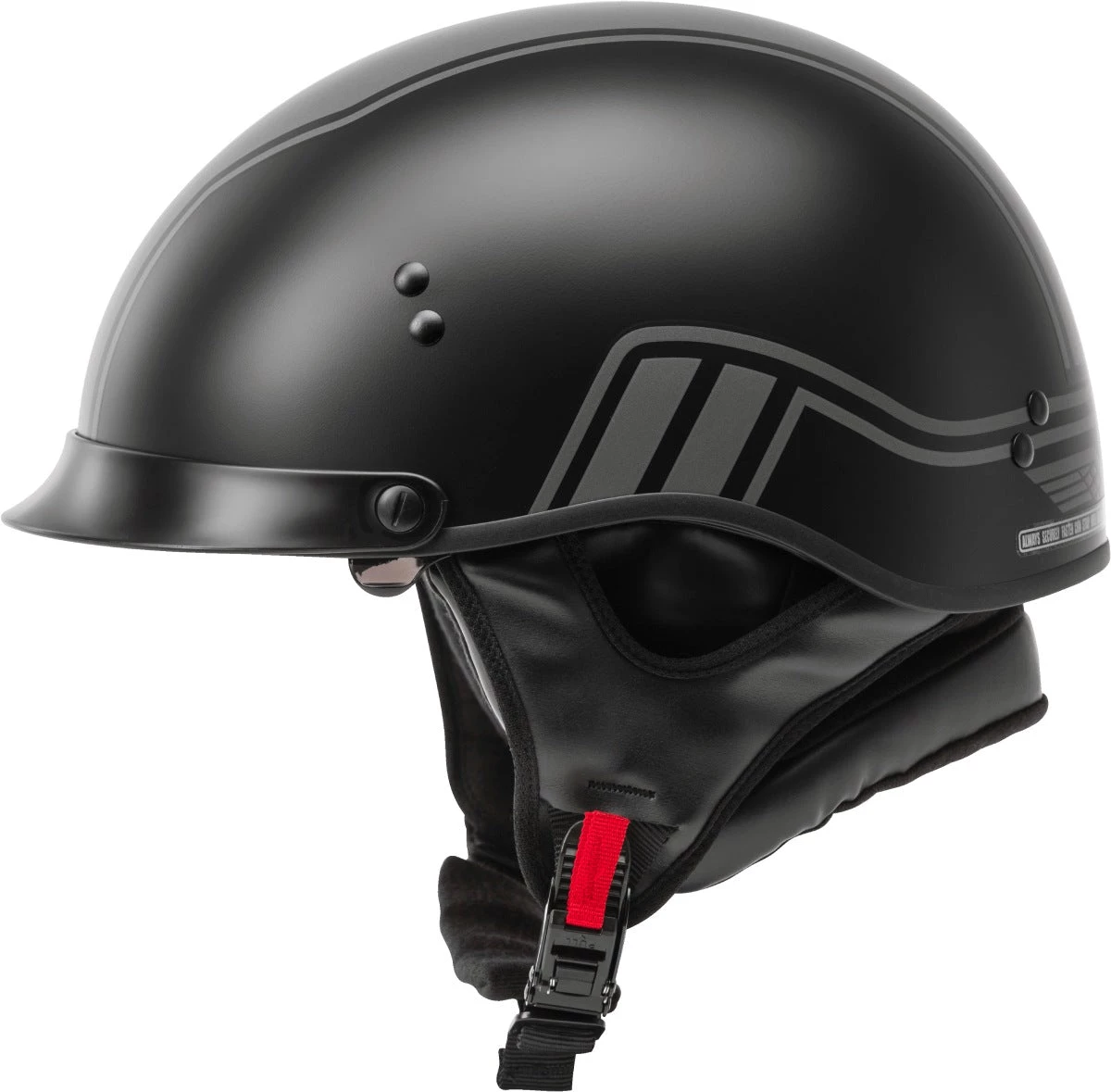 Gmax HH-65 Full Dressed Half Helmet Twin Matte Black And Silver Riding Gear