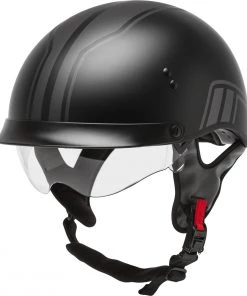 Gmax HH-65 Full Dressed Half Helmet Twin Matte Black And Silver Riding Gear