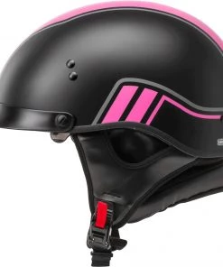 Gmax HH-65 Full Dressed Half Helmet Twin Matte Black And Pink Riding Gear