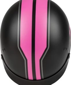 Gmax HH-65 Full Dressed Half Helmet Twin Matte Black And Pink Riding Gear