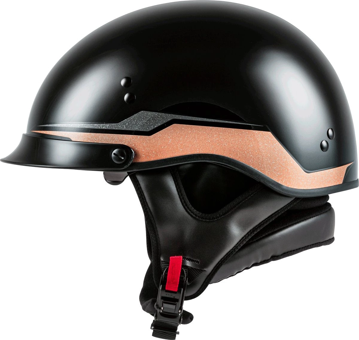Gmax HH-65 Full Dressed Half Helmet Source Black And Cooper Riding Gear