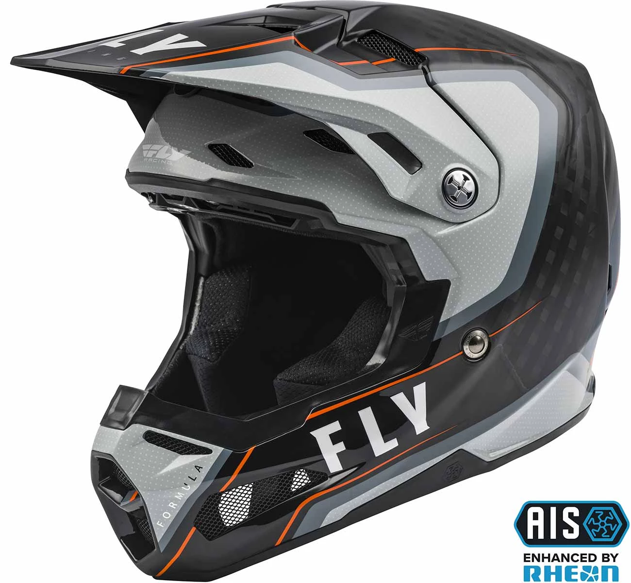 Riding Gear Fly Racing 73-4428 Formula Carbon Axon Helmet Black/Grey/Orange
