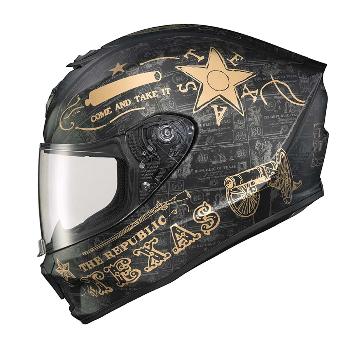 Scorpion EXO-R420 'Lone Star' Black/Gold Full-Face Helmet Riding Gear