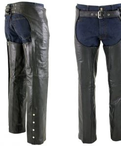 Motorcycle Pants & Chaps Xelement 7554 Men's Black'Advanced Dual Comfort' Leather Chaps