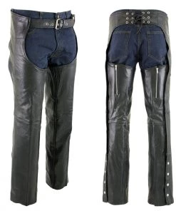 Motorcycle Pants & Chaps Xelement 7554 Men's Black'Advanced Dual Comfort' Leather Chaps