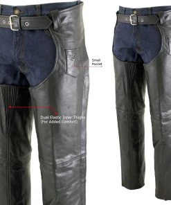 Motorcycle Pants & Chaps Xelement 7554 Men's Black'Advanced Dual Comfort' Leather Chaps