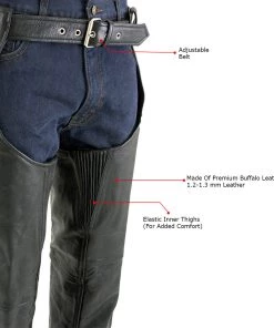 Motorcycle Pants & Chaps Xelement 7554 Men's Black'Advanced Dual Comfort' Leather Chaps