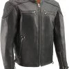 Leather Motorcycle Jackets Milwaukee Leather MLM1580 Men's Full Side Lace Vented Black Leather Scooter Jacket