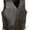 Event Leather ELM3940 Men's 'Eagle Head And Stars' Black Leather Vest With Side Laces