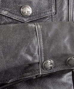 Conceal Carry Xelement XS-921G Men's'Nickel' Distress Gray Leather Shirt With Vintage Buffalo Buttons