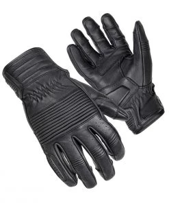 Cortech ‘The Associate’ Black Leather Gloves Mid-Length Cuffs With Accordion Knuckles Riding Gear