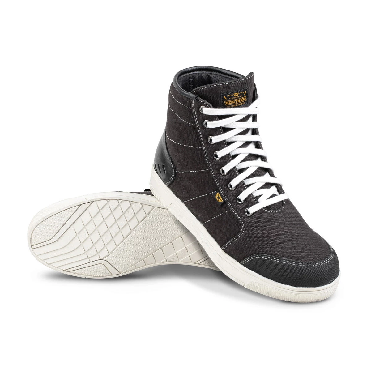 Cortech ‘The Freshman’ Black And White Casual Street Canvas High-top Riding Shoes Riding Gear