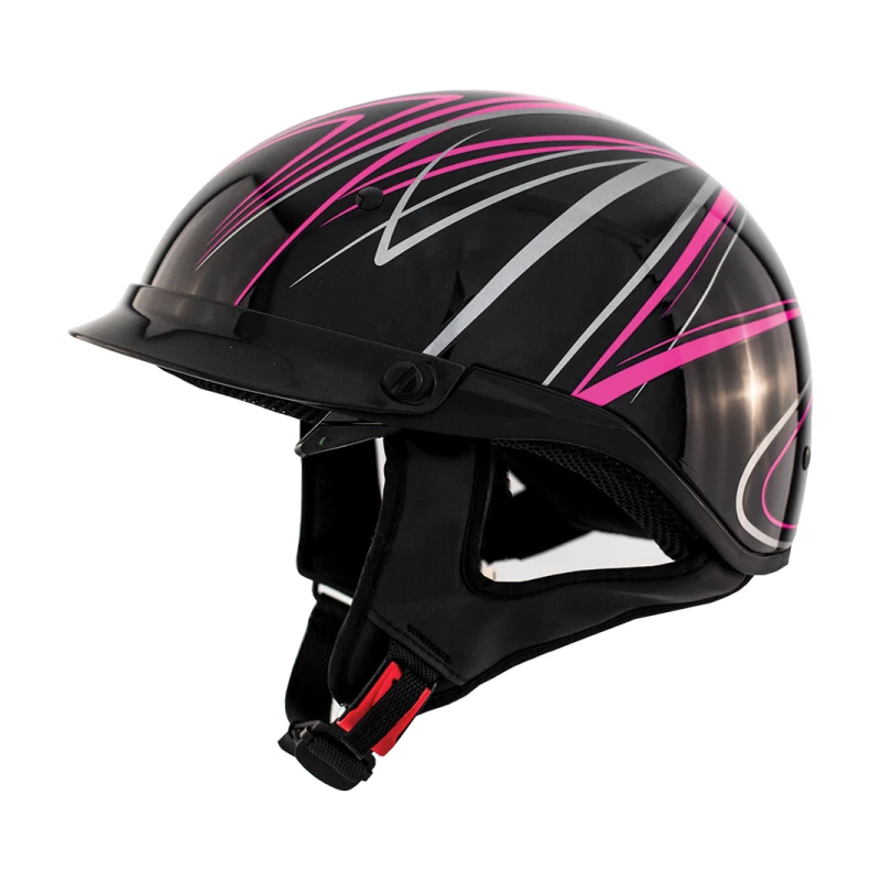 ZOX ST-235A ‘Roadster DDV' Pink Motorcycle Half Helmet With Drop Down Visor Riding Gear