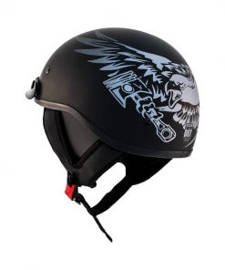 ZOX ST-225B ‘Alto Custom' Eagle Silver Motorcycle Half Helmet