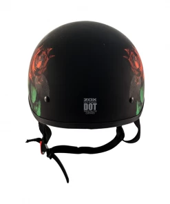 Riding Gear ZOX ST-225A ‘Retro Old School' Roses Matte Grey Motorcycle Half Helmet