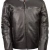 Leather Motorcycle Jackets Milwaukee Leather MLM1590 Men's Throwback Black Leather Scooter Jacket With Side Stretch