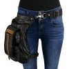 Milwaukee Leather MP8897 Black And Tan Conceal And Carry Leather Thigh Bag With Waist Belt Riding Gear