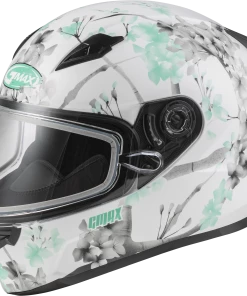 Riding Gear Gmax 72-6341 FF-49S 'Blossom' Full-Face Snow Helmet Matte Wht/Teal/Grey