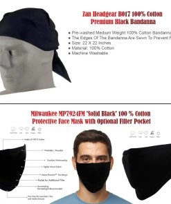 Men’s Box-3 Bundle Pack W/ Milwaukee Leather Armored Flannel, Printed Short Sleeve T-Shirt, ZanHeadgear Bandana And Face Mask