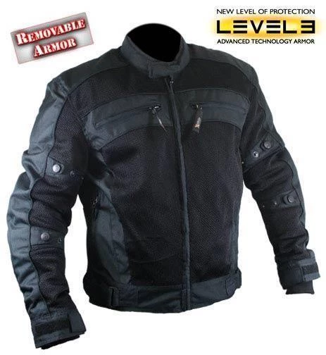 Xelement CF380 Men's 'Devious' Black Mesh Jacket With CE X-Armor Protection