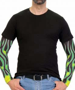 Hot Leathers ARM1006 Flames Green Arm Sleeve