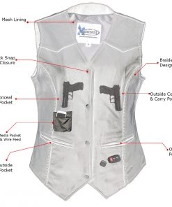 Xelement B206 Women's 'Road Queen' Black Leather Braided Vest