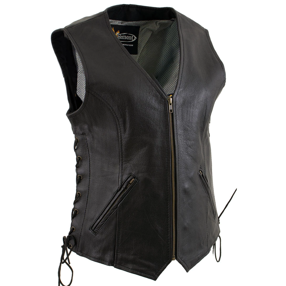 Xelement B277 Women's 'Mistress' Black Leather Side Lace Motorcycle Vest