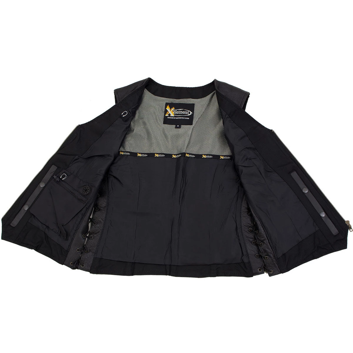 Xelement B277 Women's 'Mistress' Black Leather Side Lace Motorcycle Vest