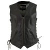 Xelement B277 Women's 'Mistress' Black Leather Side Lace Motorcycle Vest