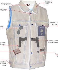 Motorcycle Vests Xelement B284 Men's'Dirty' Blue Denim Motorcycle Vest