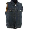 Motorcycle Vests Xelement B284 Men's 'Dirty' Blue Denim Motorcycle Vest