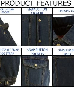 Motorcycle Vests Xelement B284 Men's 'Dirty' Blue Denim Motorcycle Vest