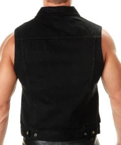 Xelement B285 Men's'Dirty' Black Denim Motorcycle Vest Motorcycle Vests