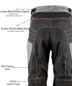 Xelement B4402 Men's Advanced Black And Grey Advanced X-Armored Tri-Tex Fabric Motorcycle Pants