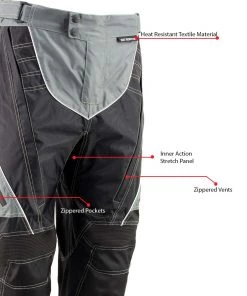 Xelement B4402 Men's Advanced Black And Grey Advanced X-Armored Tri-Tex Fabric Motorcycle Pants