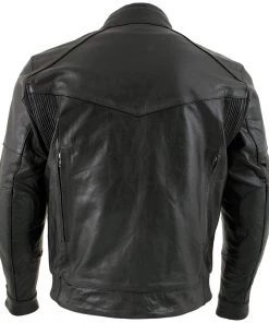 Leather Motorcycle Jackets Xelement B4495 Men's'Bandit' Black Buffalo Leather Cruiser Motorcycle Jacket With X-Armor Protection
