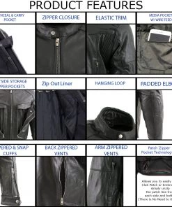 Leather Motorcycle Jackets Xelement B4495 Men's 'Bandit' Black Buffalo Leather Cruiser Motorcycle Jacket With X-Armor Protection