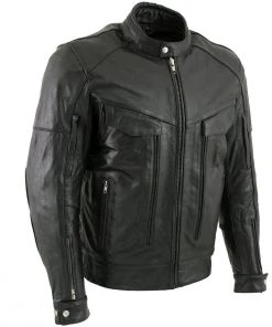 Leather Motorcycle Jackets Xelement B4495 Men's'Bandit' Black Buffalo Leather Cruiser Motorcycle Jacket With X-Armor Protection