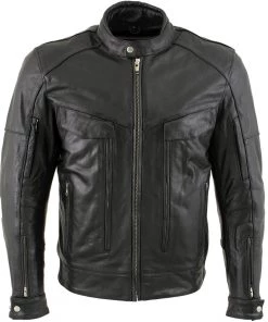 Leather Motorcycle Jackets Xelement B4495 Men's'Bandit' Black Buffalo Leather Cruiser Motorcycle Jacket With X-Armor Protection